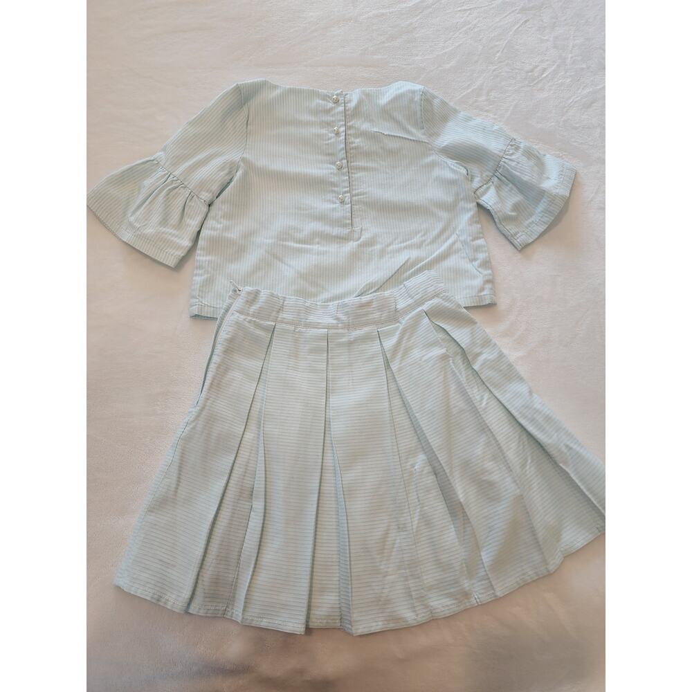 Janie and Jack Girls Mint Green Pinstripe 2pc Outfit Sz 6 - Picture 5 of 6